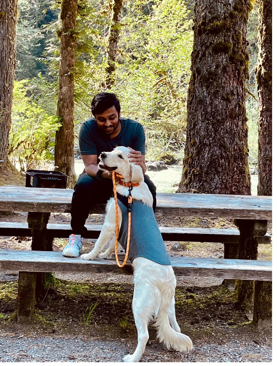 Shanthan with his dog